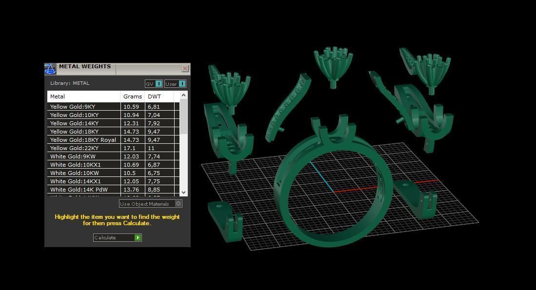 Ring and Earrings Diamond jewelry set 3d print model A67 3D print model_10