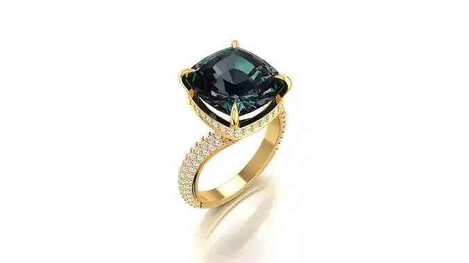 Garnet engagement ring 3D print model