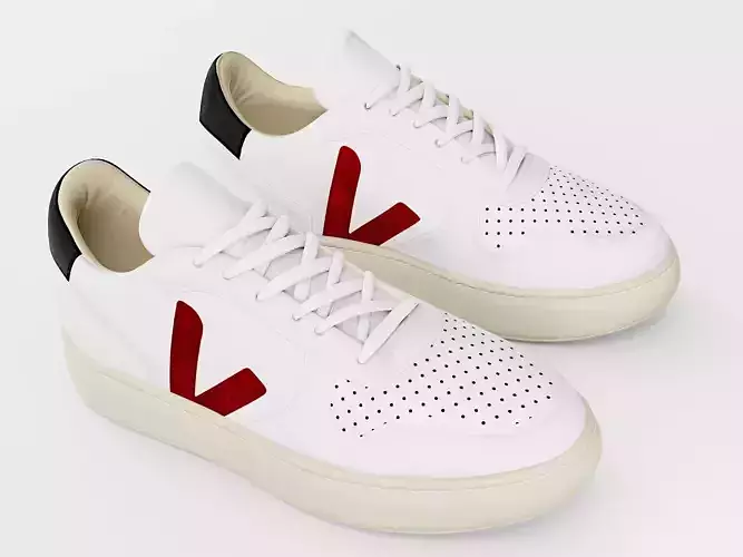 Casual Sneaker Leather Veja Style - White Black Red
