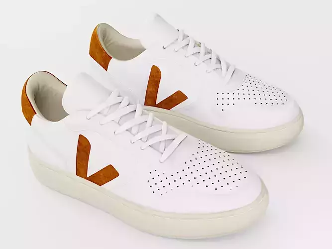 Casual Sneaker Leather Veja Style - White Caramel