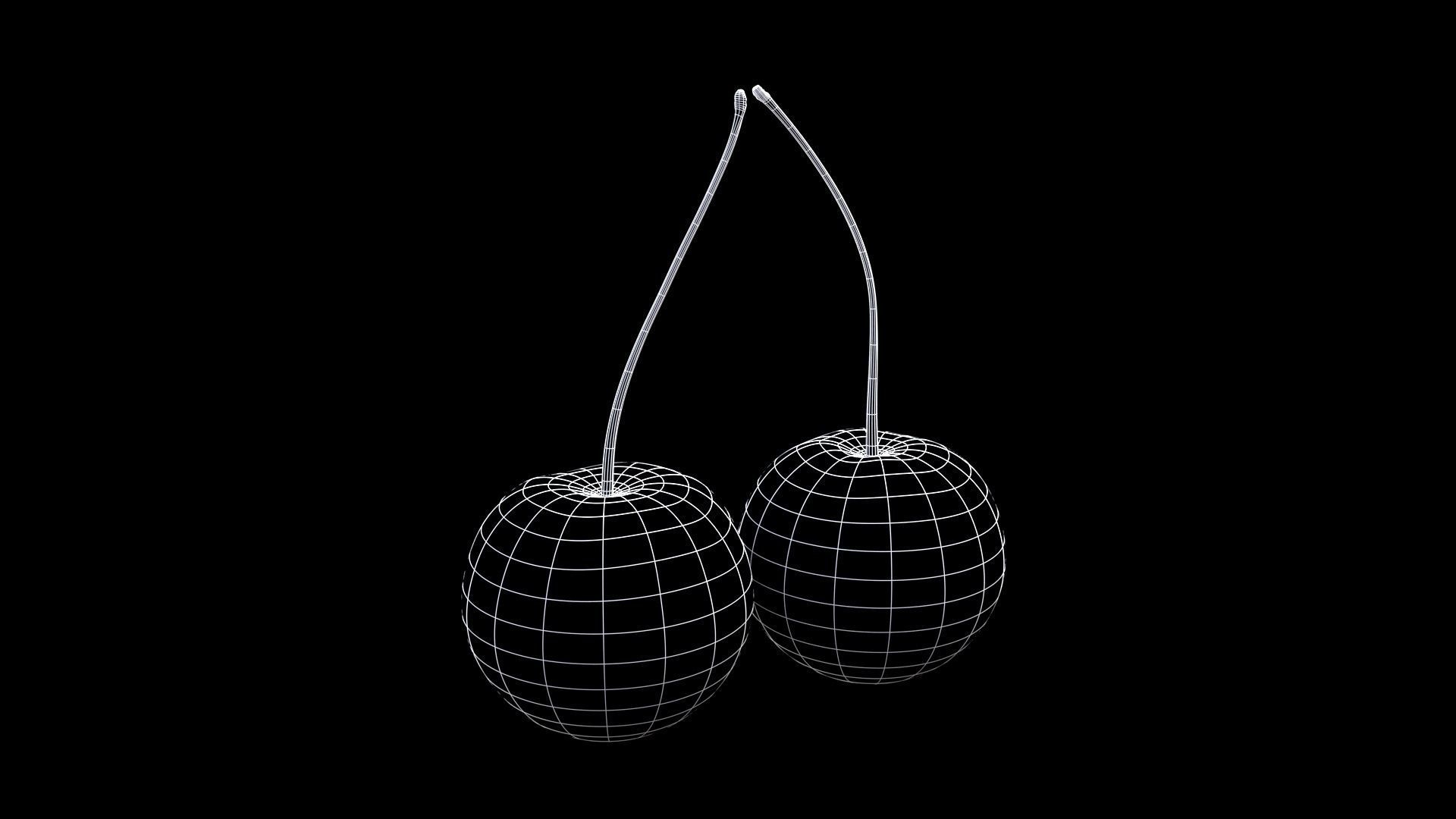 Cherries Low Poly two balls hanging Free low-poly 3D model_2