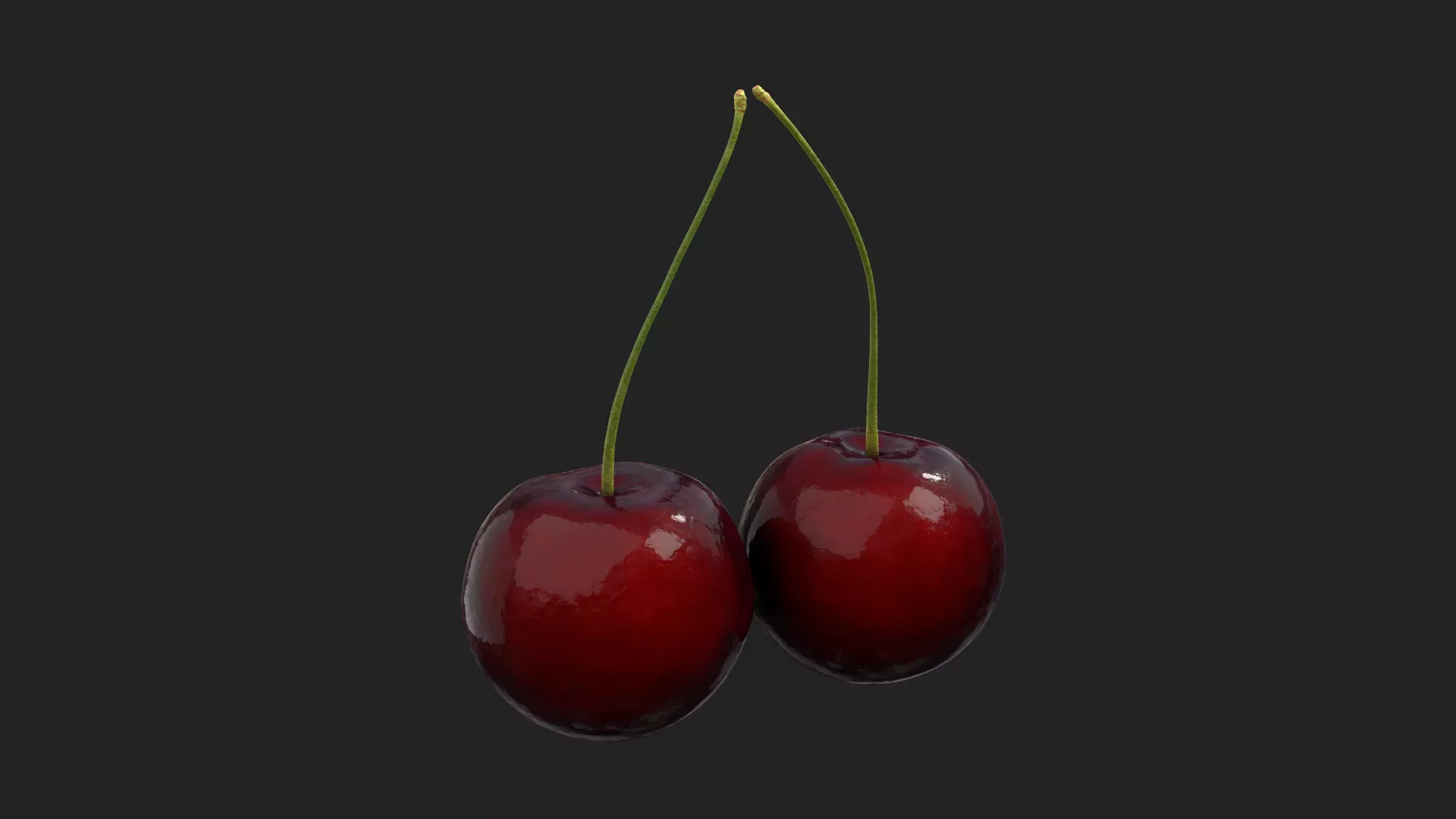 Cherries Low Poly two balls hanging Free low-poly 3D model_0