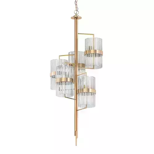 LIBERTY modern chandelier with brass and glass shades