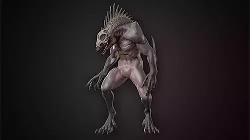 Ripper creature with long hair and claws Low-poly 3D model