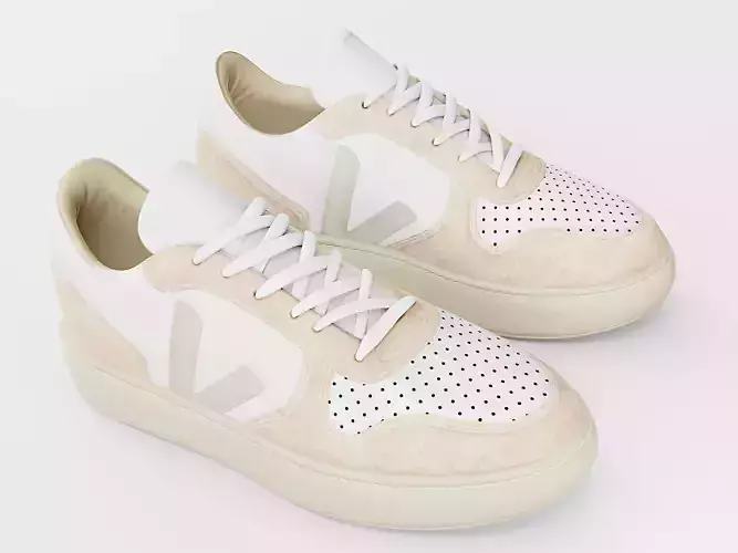 Casual Sneaker Leather Veja Style - White Beige