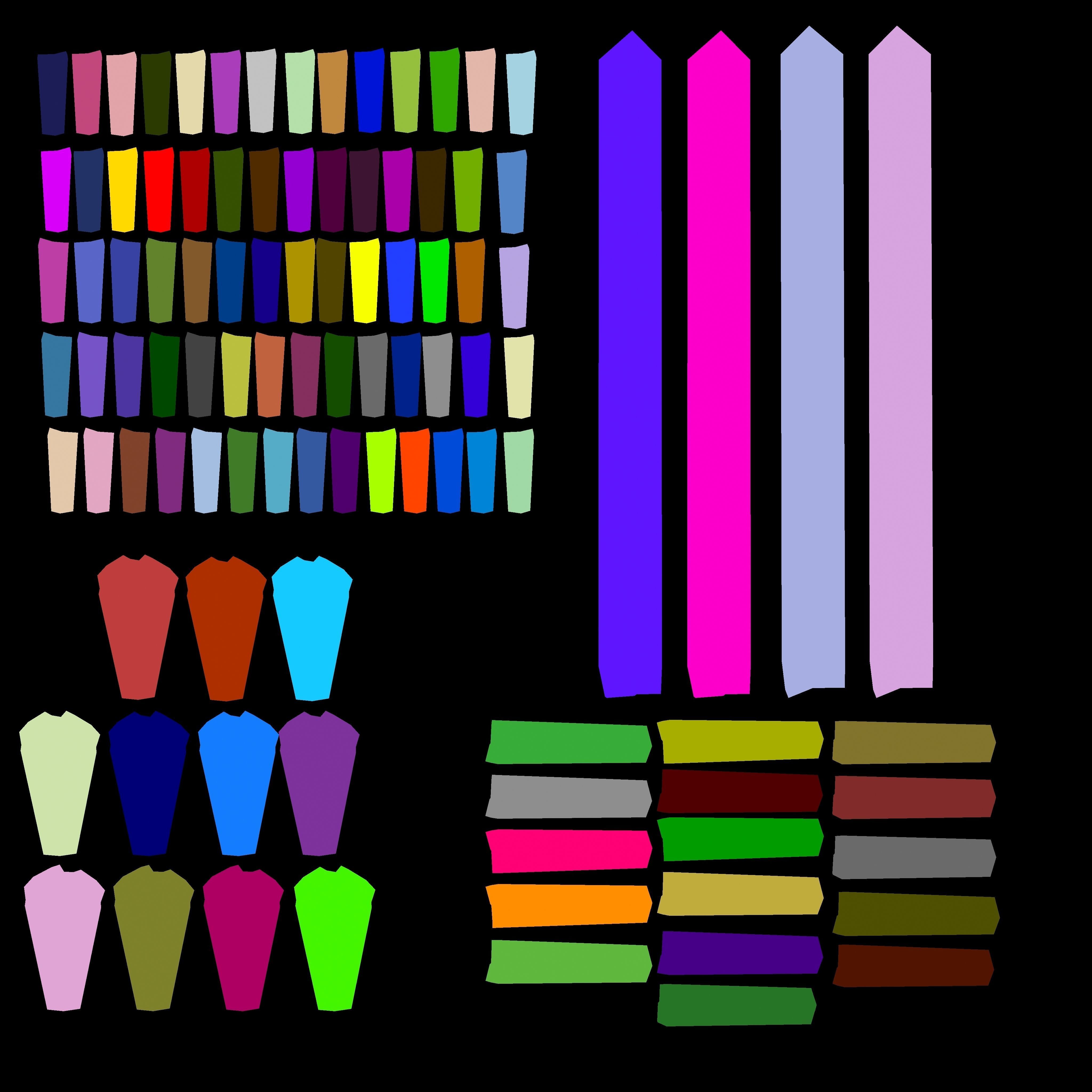 Medieval fence set Low-poly 3D model_5