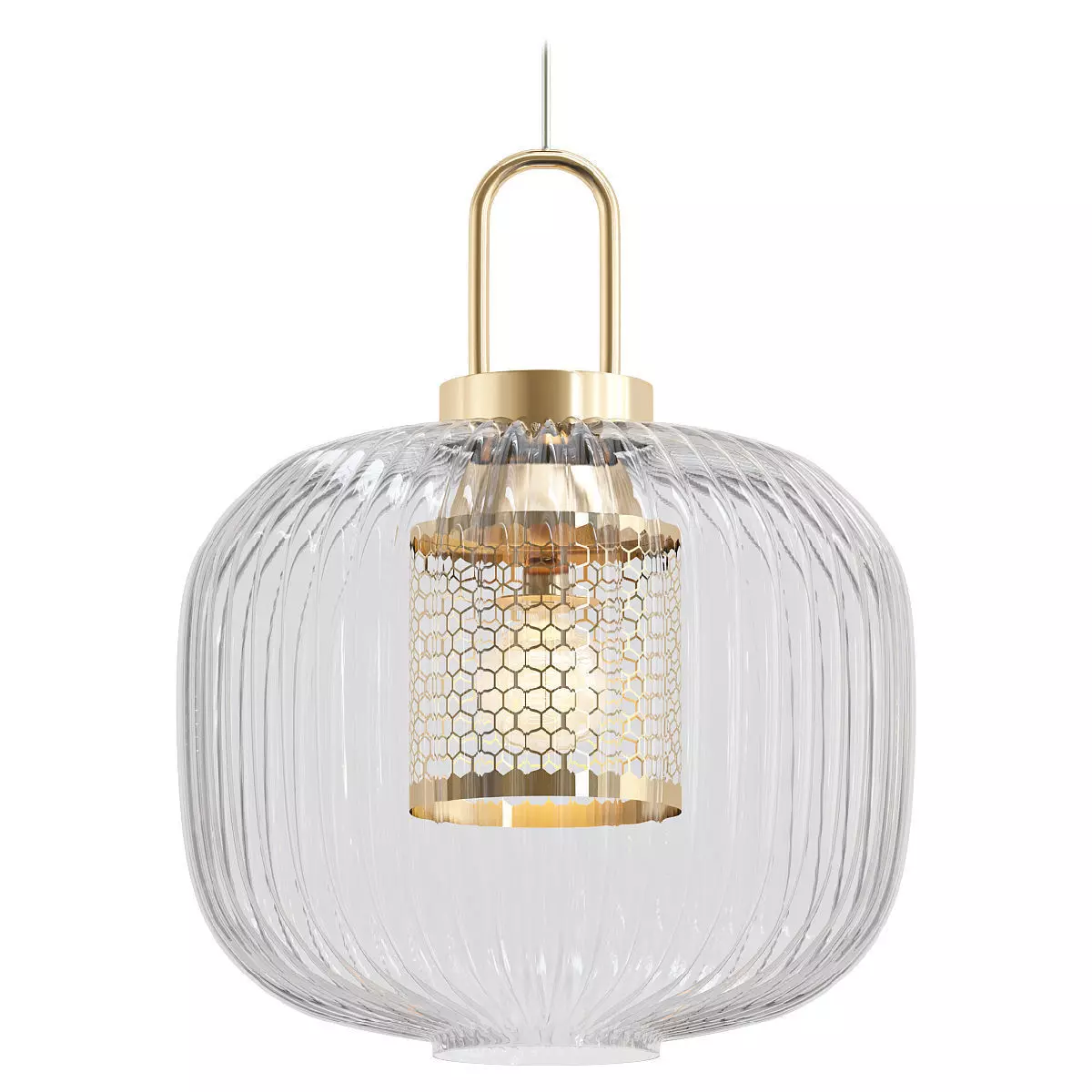 FRIST clear glass pendant light with gold finish 3D model_0