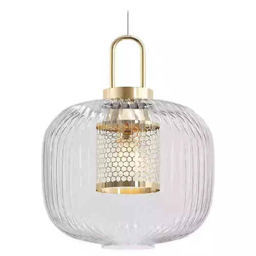 FRIST clear glass pendant light with gold finish