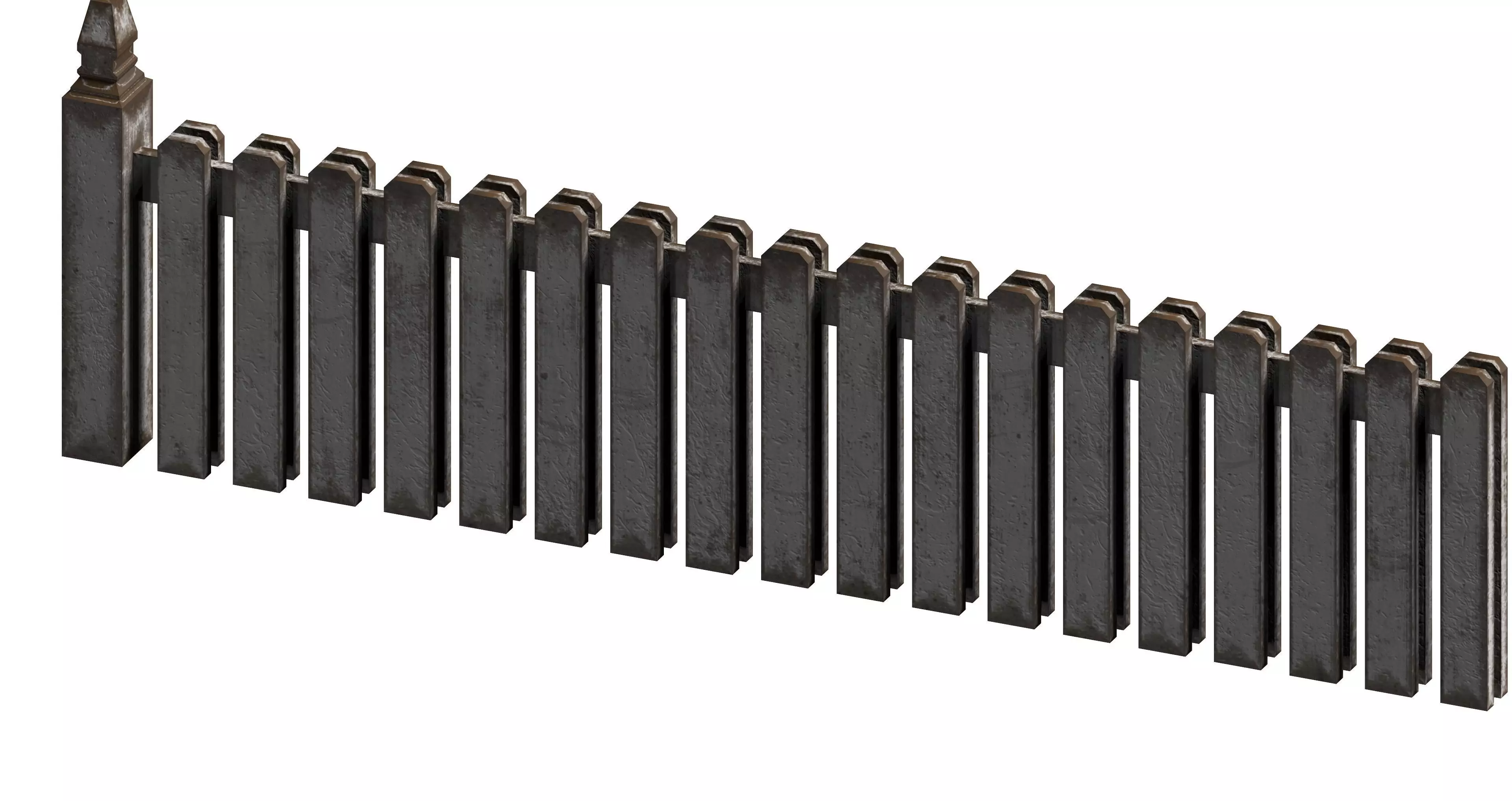 Wooden white fence Low-poly 3D model