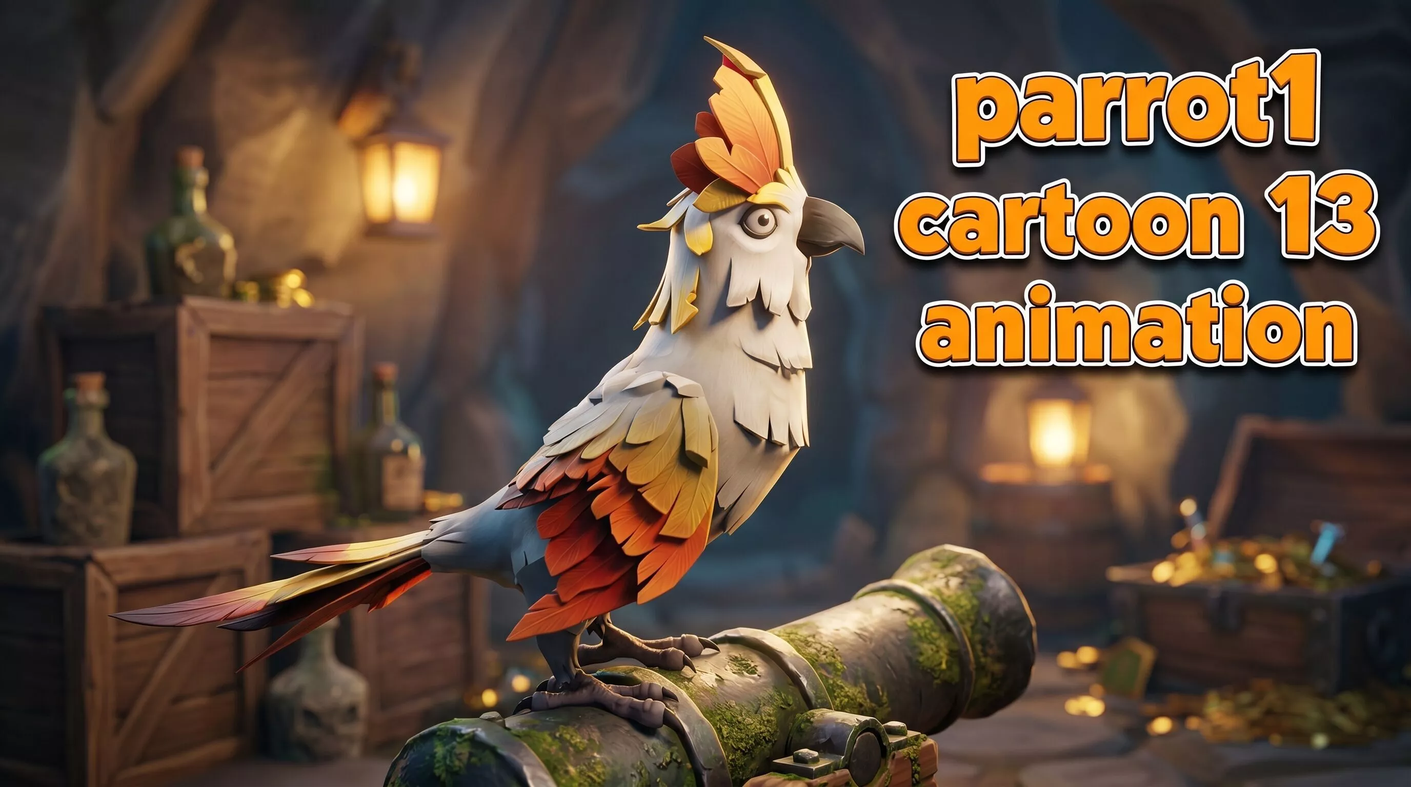 3D Cartoon Parrot Animated - Parrot1 Cartoon 13 Animation Low-poly 3D model