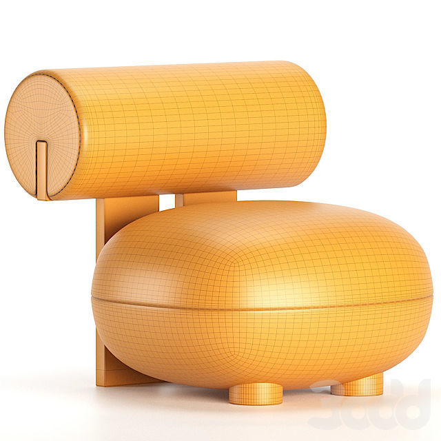 hippo armchair 3D model_6