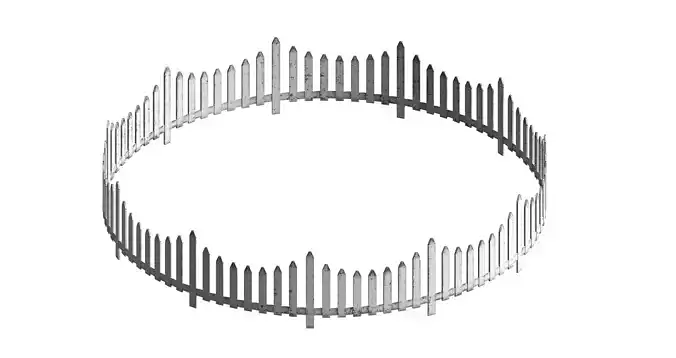 Circular wooden fence set Low-poly 3D model