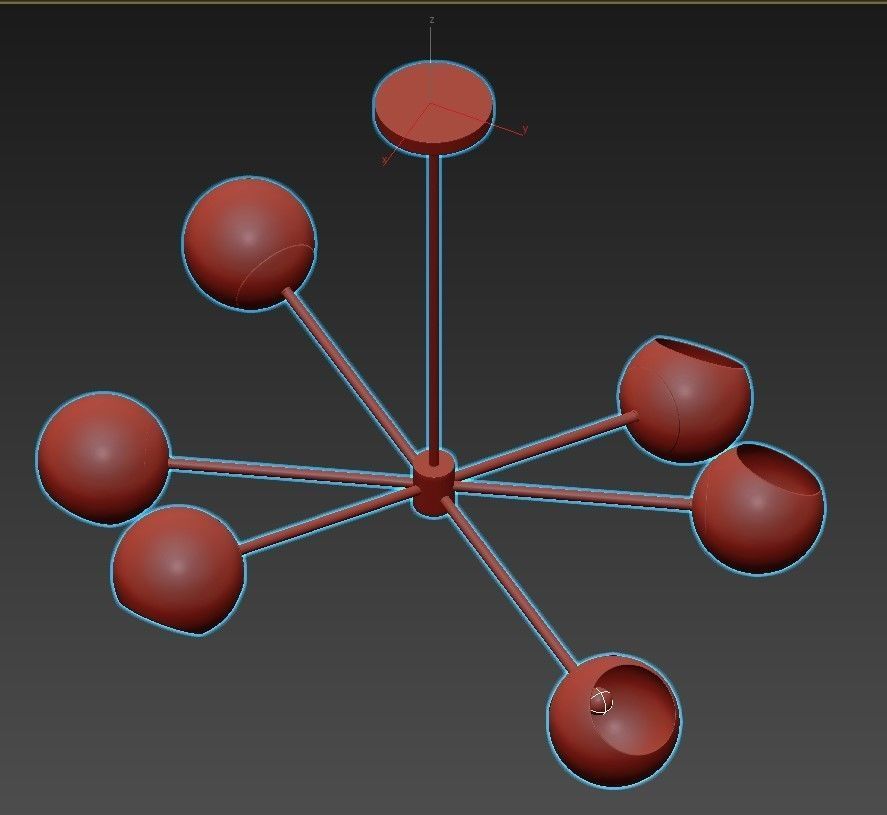 Staggered Glass Chandelier 3D model_3