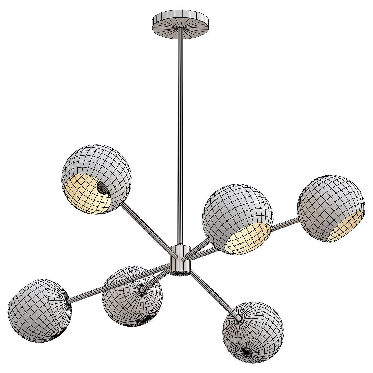 Staggered Glass Chandelier 3D model_1