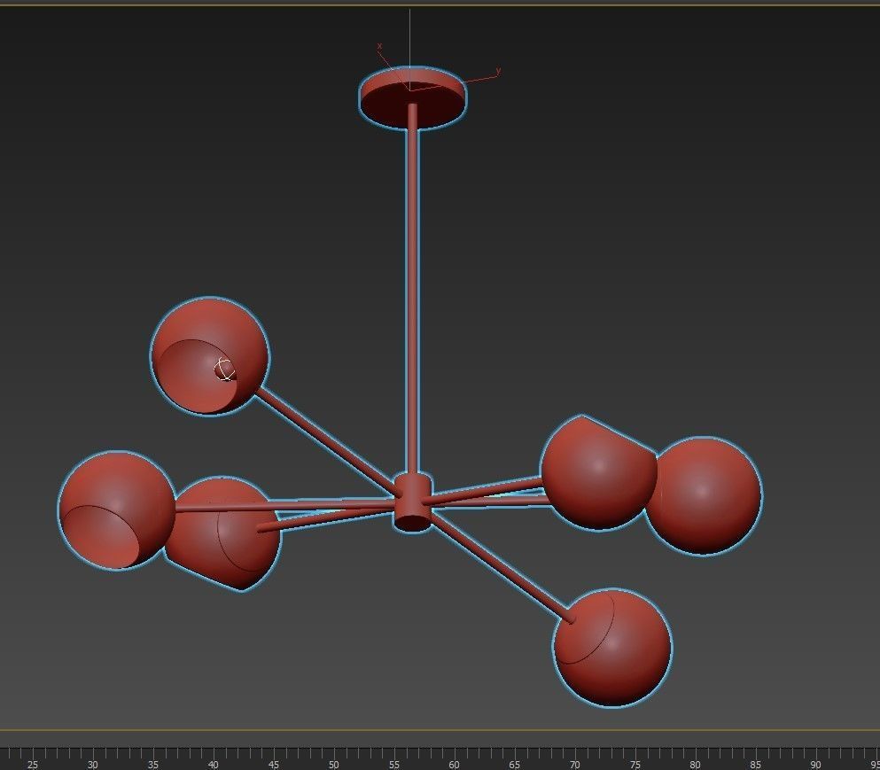 Staggered Glass Chandelier 3D model_2