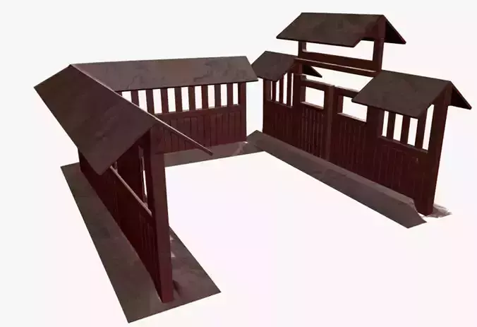 Japanese style fence and door set