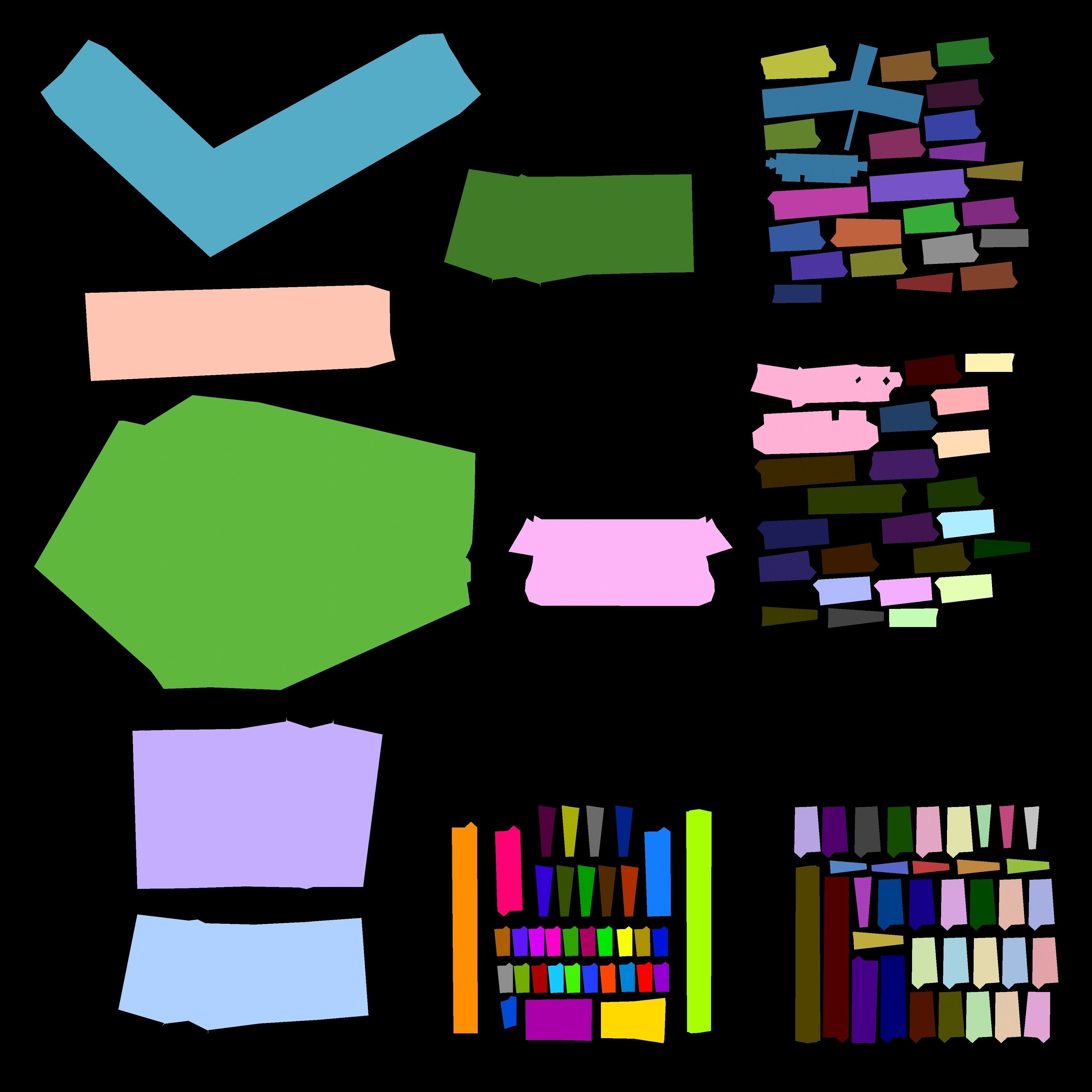 Japanese style fence and door set Low-poly 3D model_5