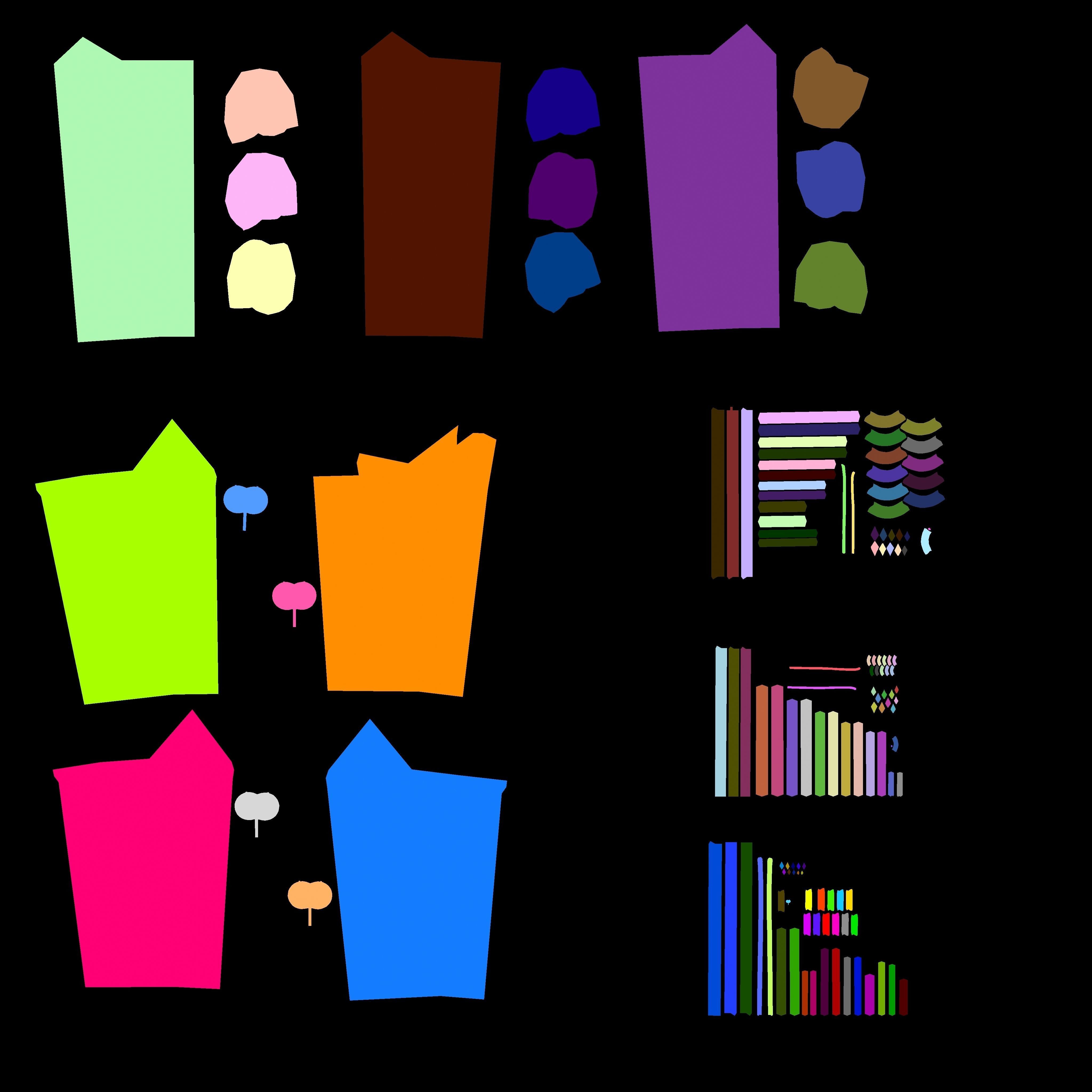 Brick and concrete wall fence set Low-poly 3D model_6