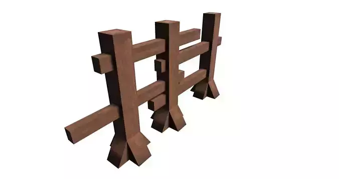 Modular wooden fence set Low-poly 3D model Modular wooden fence set Low-poly 3D model