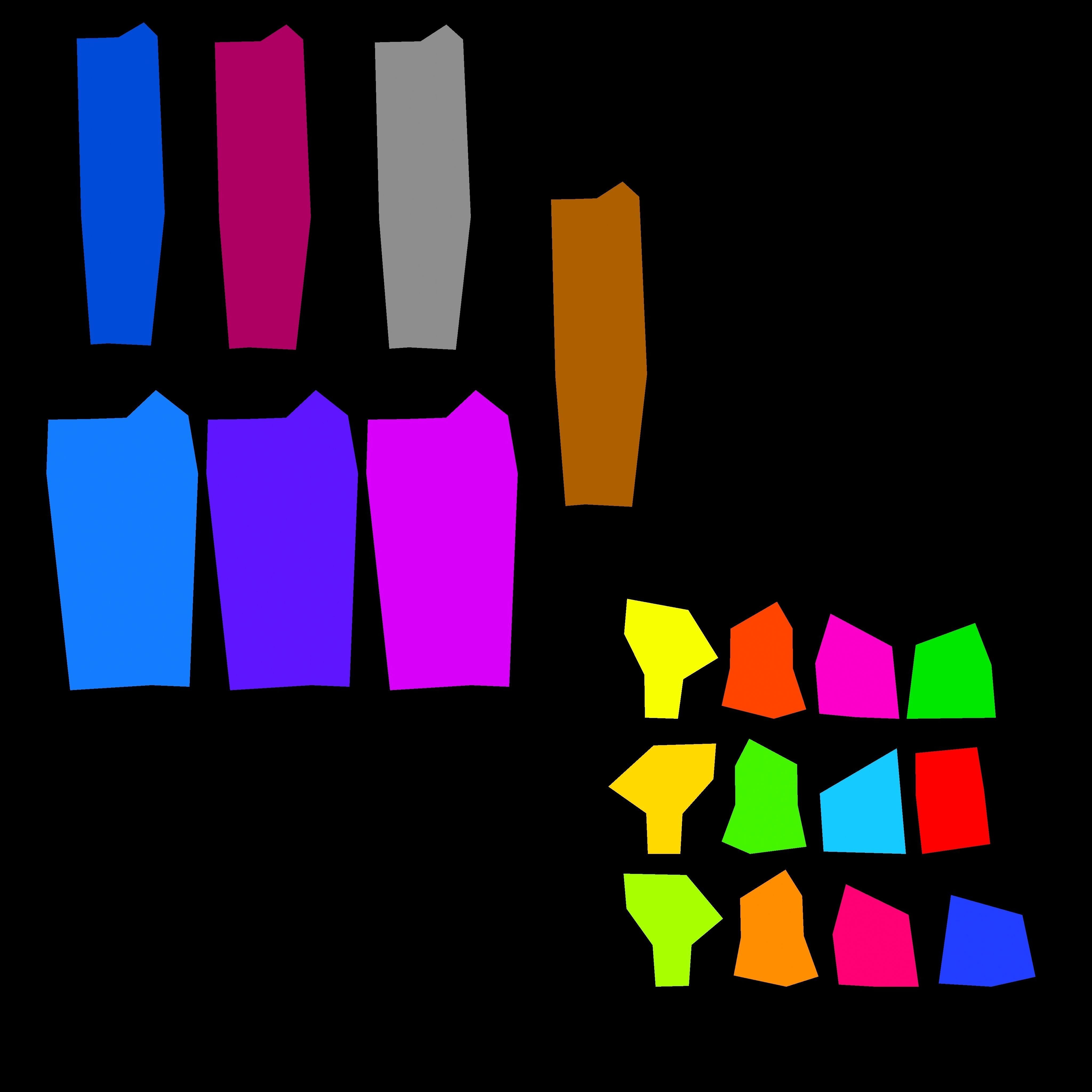 Modular wooden fence set Low-poly 3D model_5