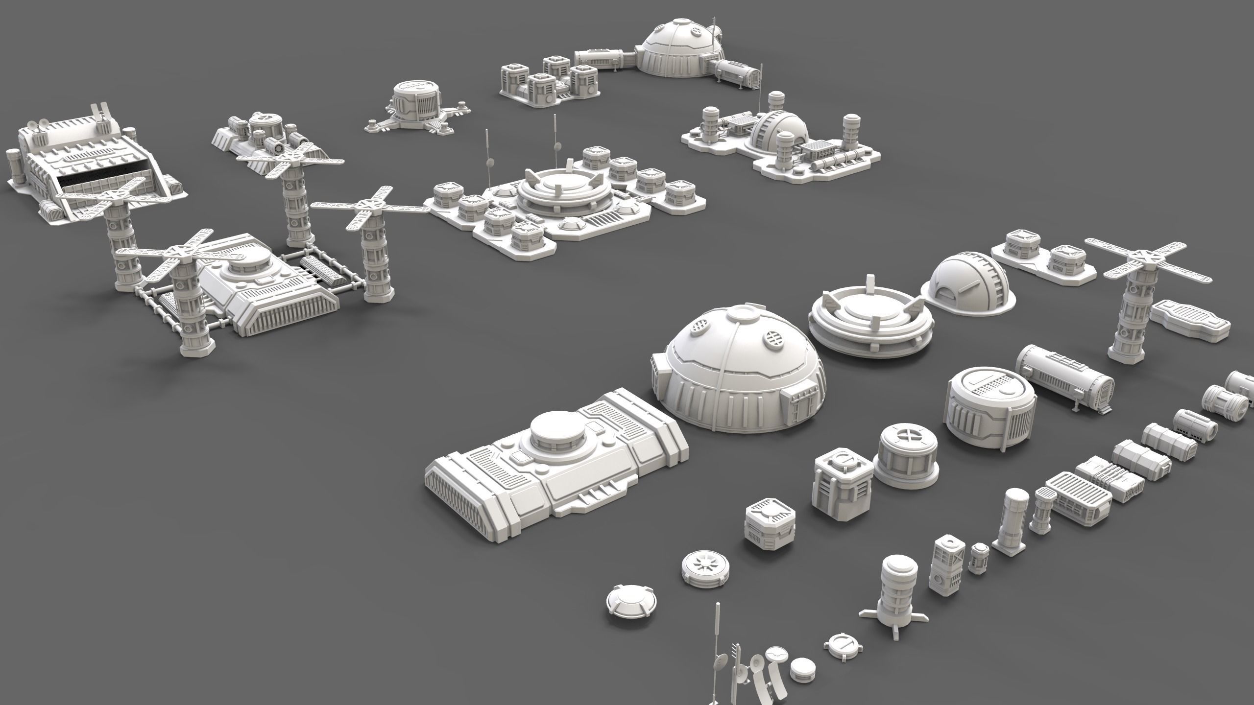 sci fi industrial objects 3 3D model | CGTrader