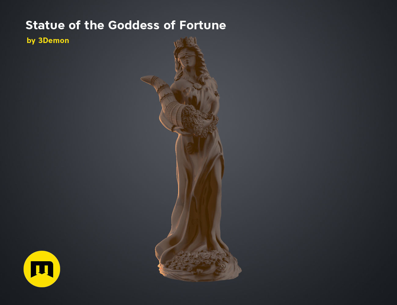 Statue of the Goddess of Fortune 3D print model_16