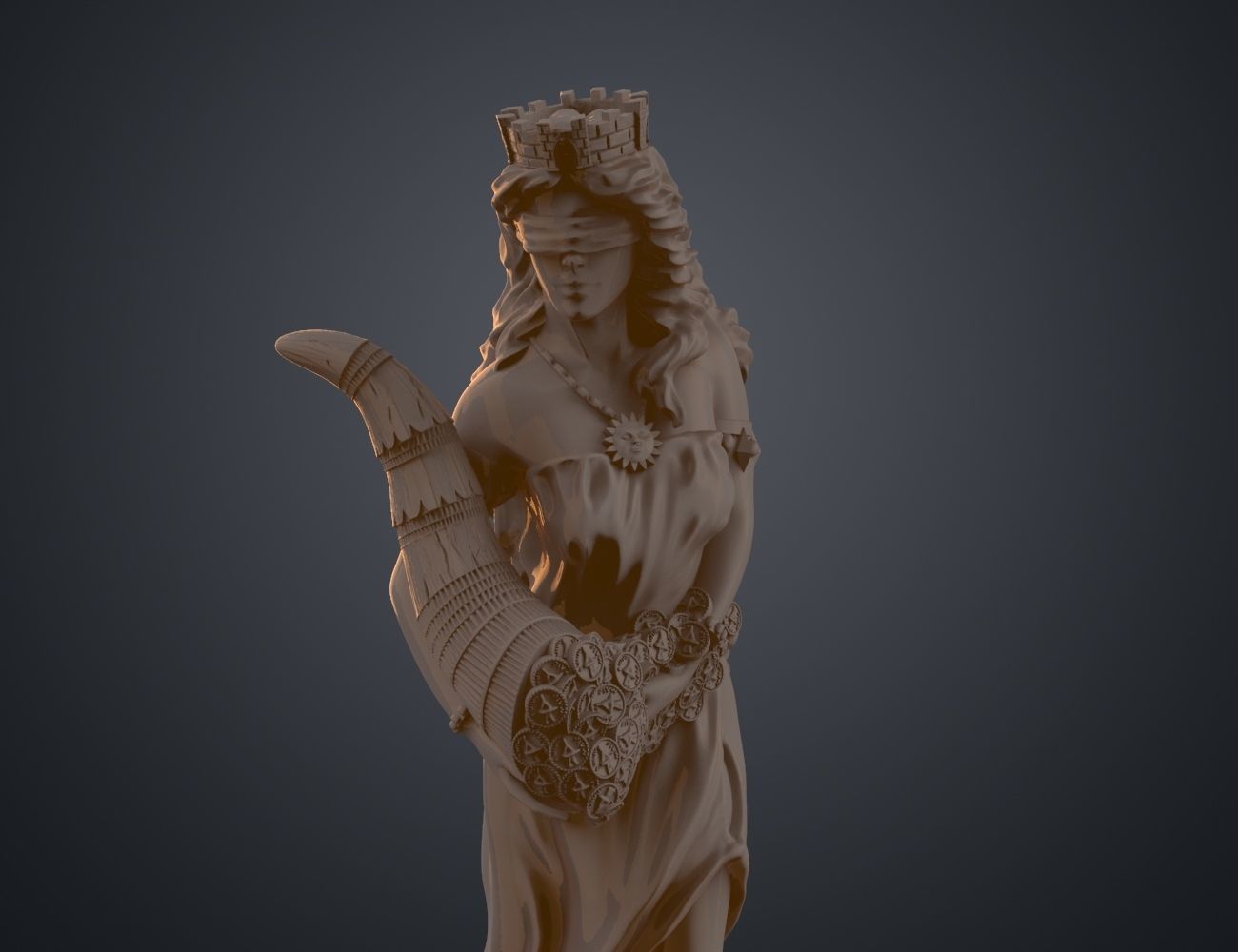 Statue of the Goddess of Fortune 3D print model_2