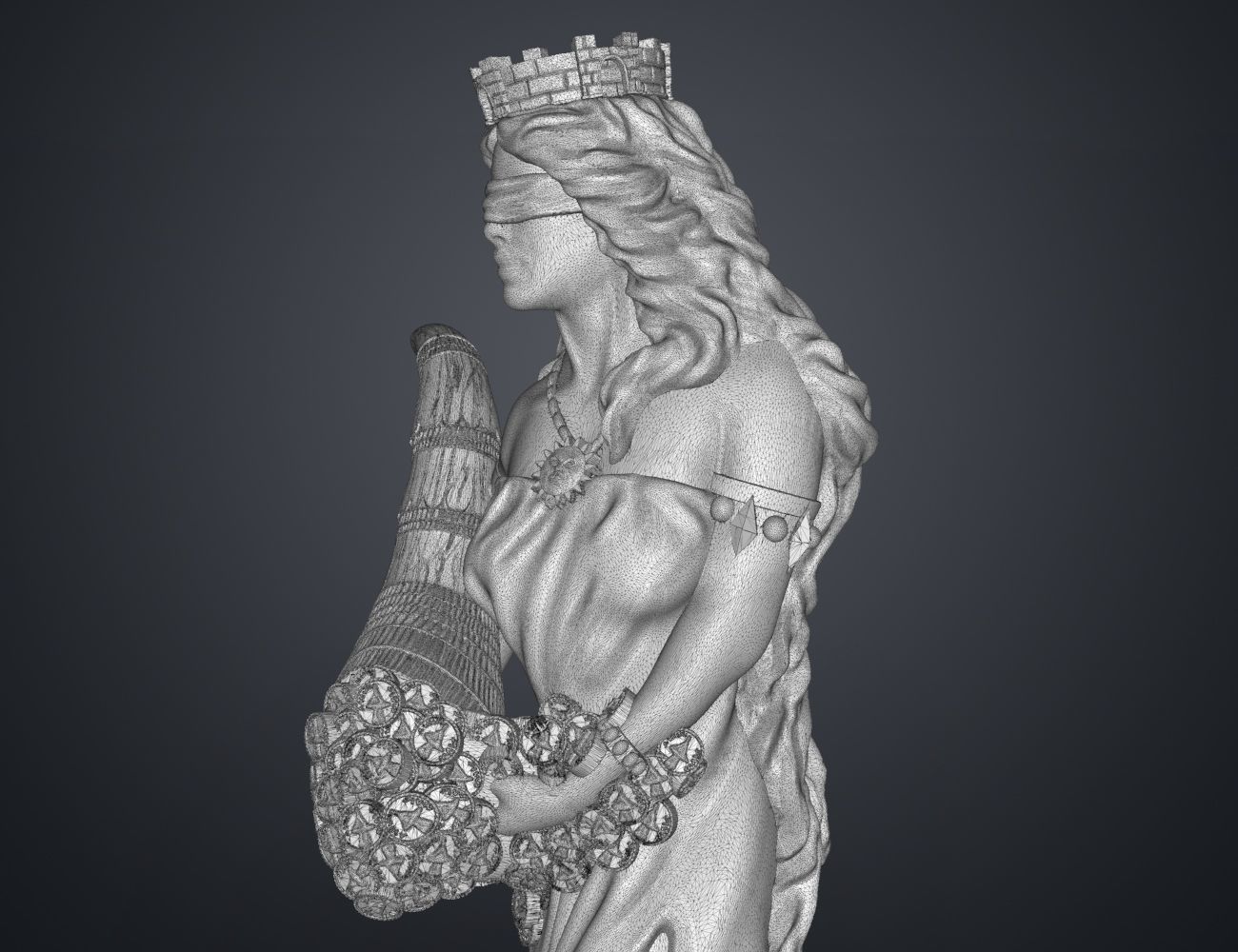 Statue of the Goddess of Fortune 3D print model_3