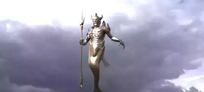 Low poly Merman statue 1