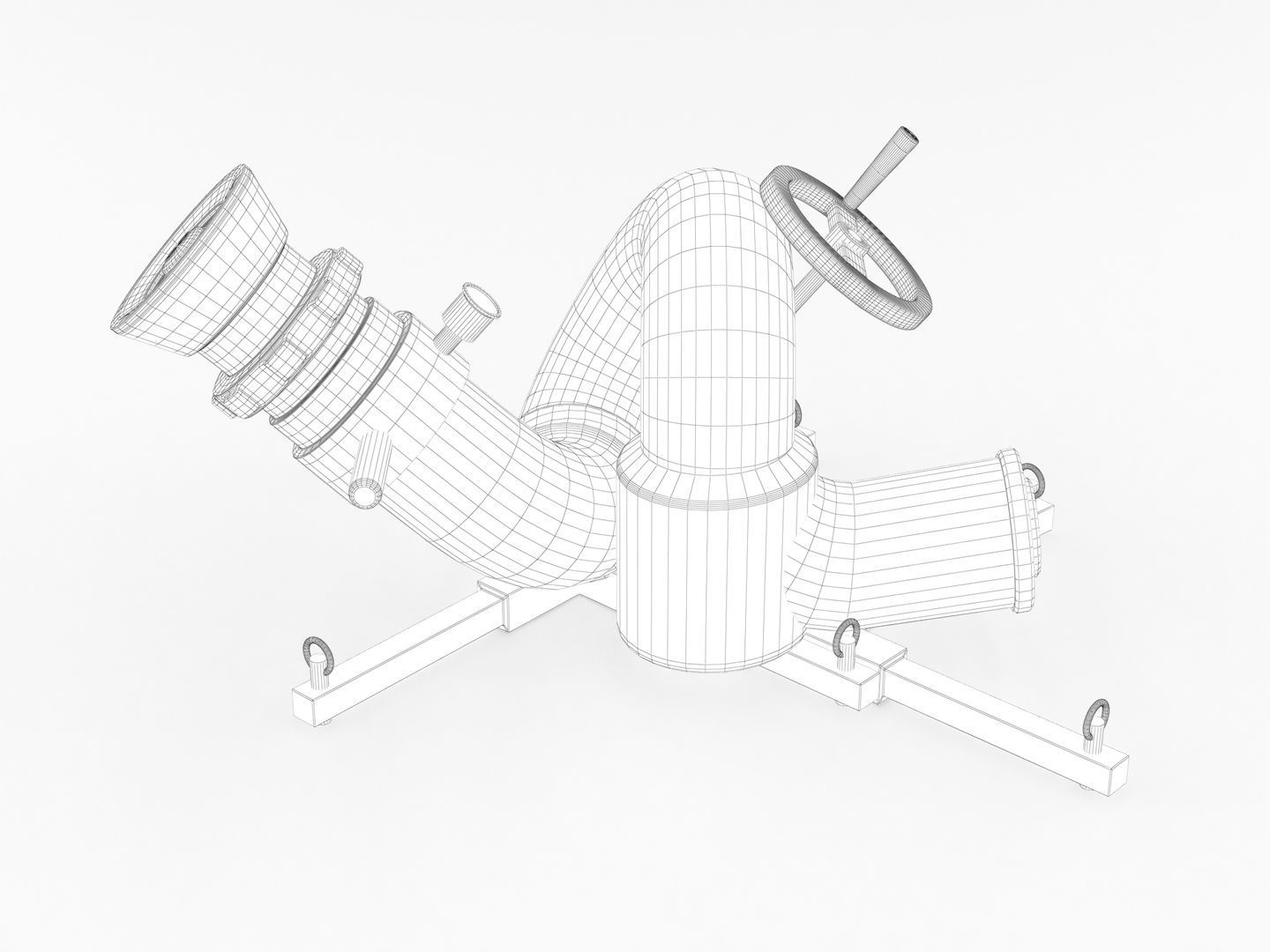 Stationary Fire Hose Spray Nozzle 3D model_10