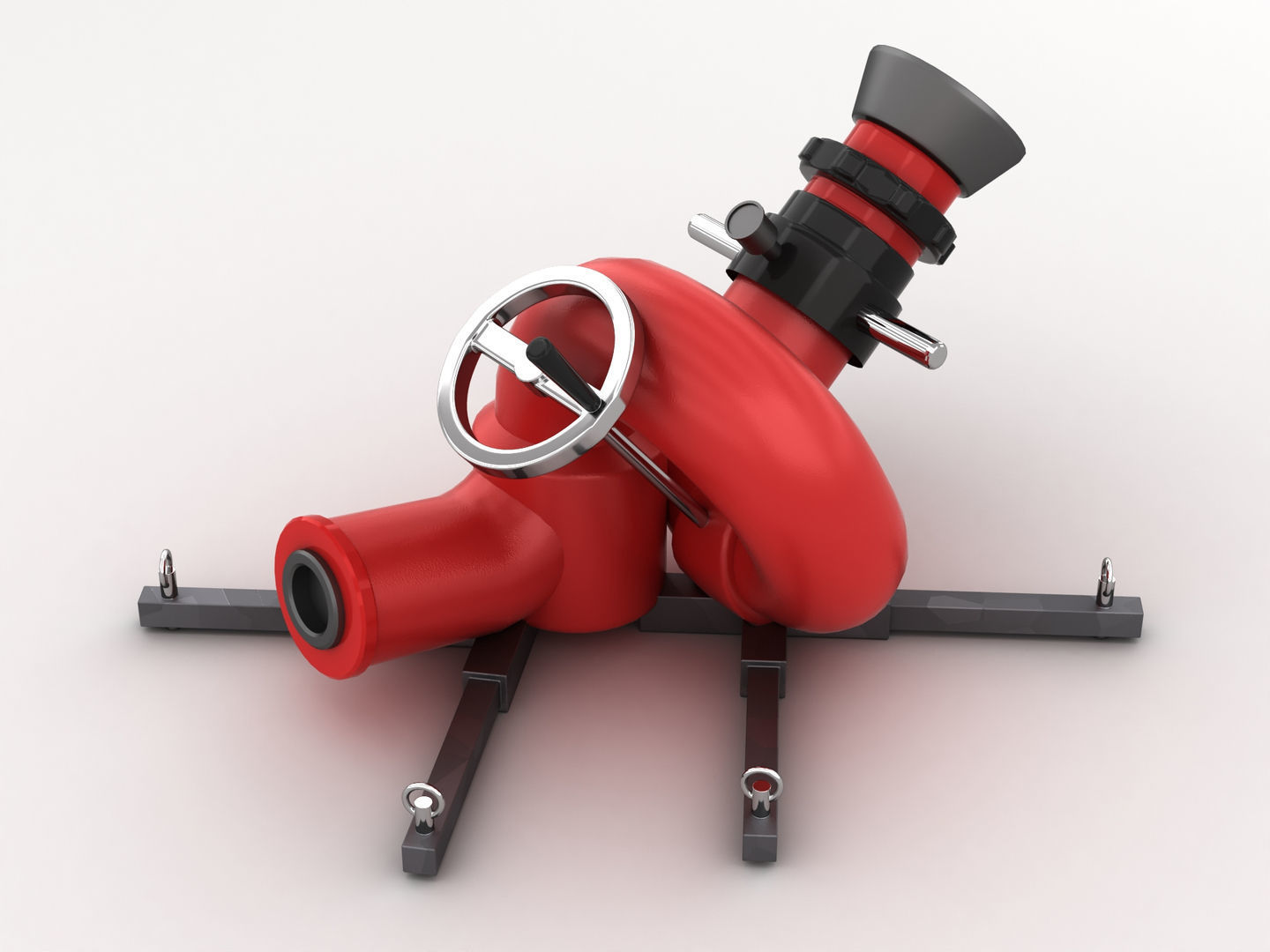 Stationary Fire Hose Spray Nozzle 3D model_4