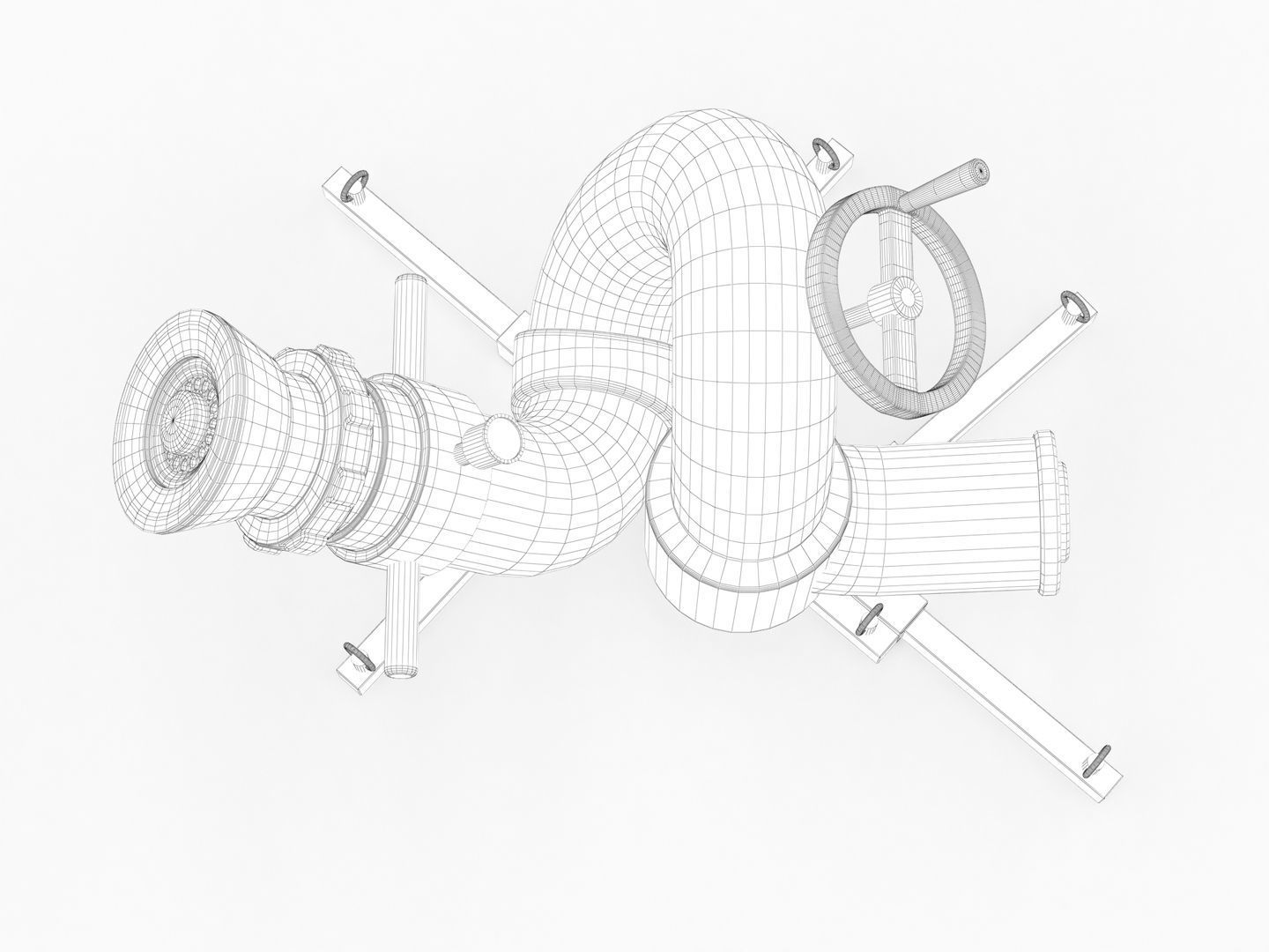 Stationary Fire Hose Spray Nozzle 3D model_17
