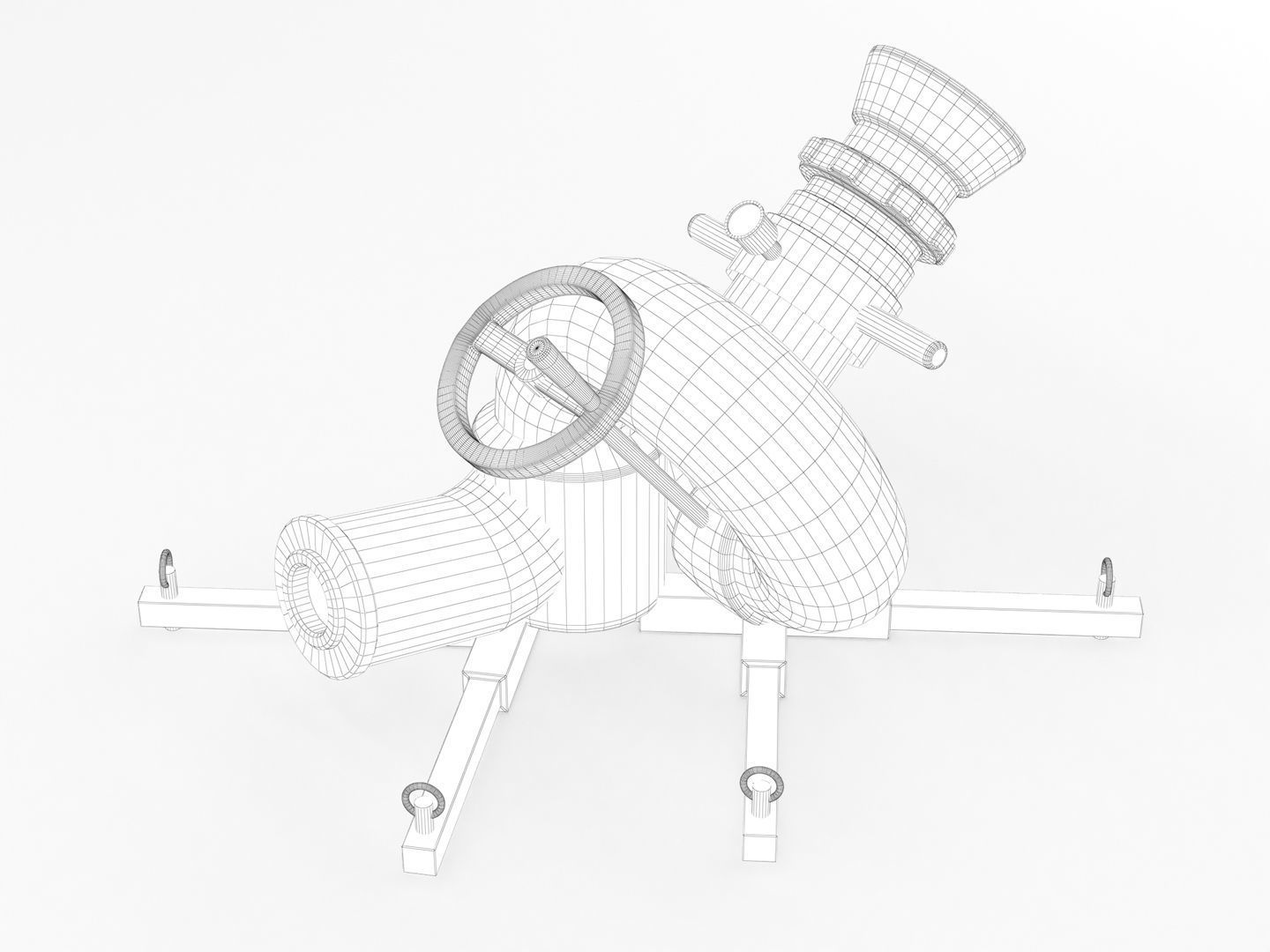 Stationary Fire Hose Spray Nozzle 3D model_13