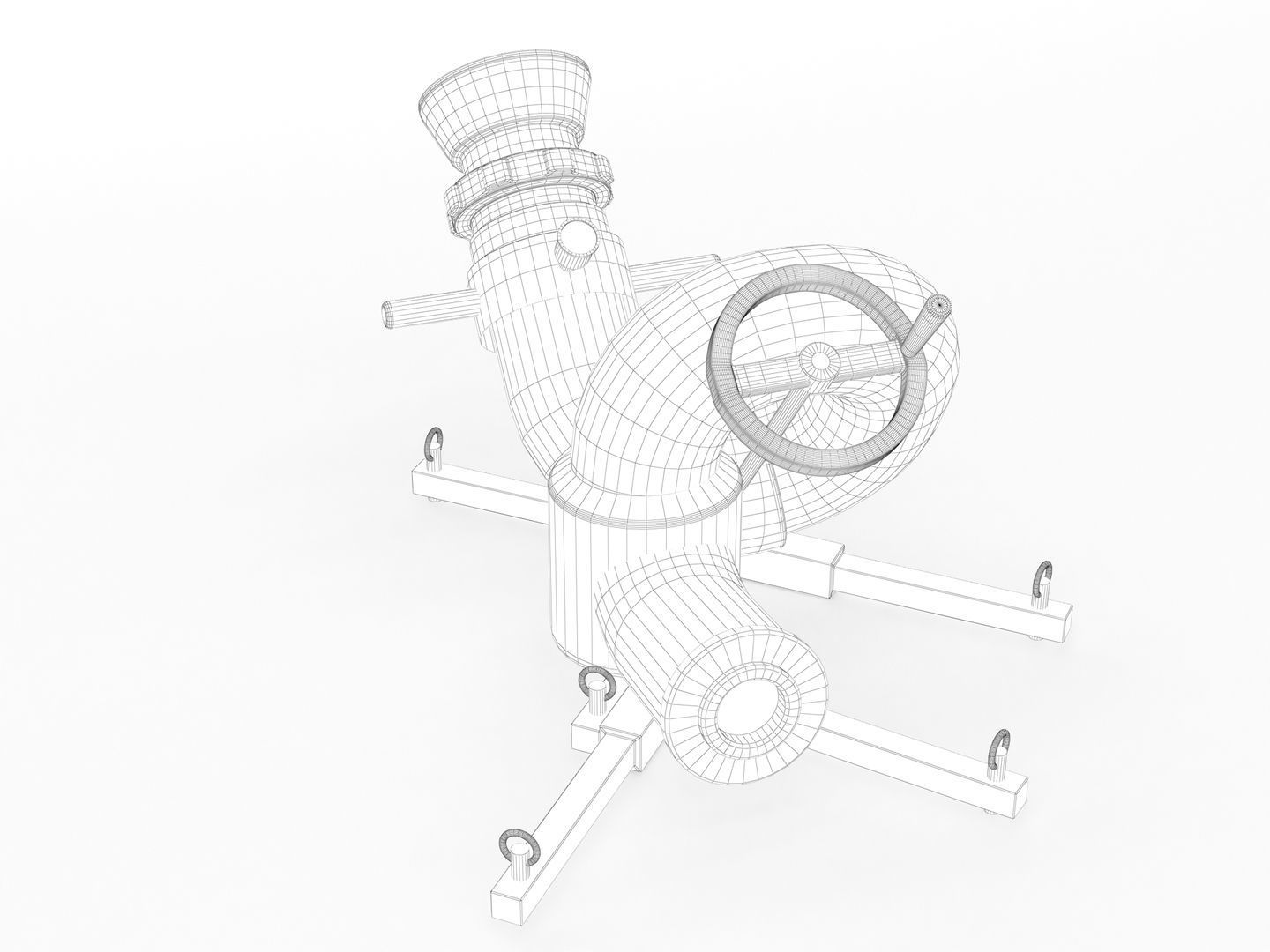 Stationary Fire Hose Spray Nozzle 3D model_14