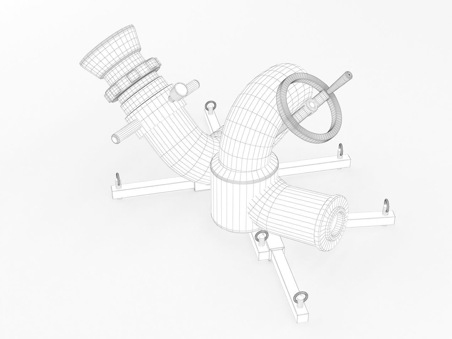 Stationary Fire Hose Spray Nozzle 3D model_9