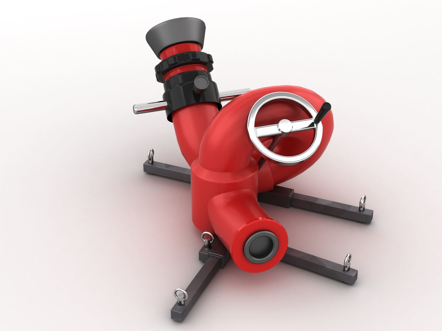 Stationary Fire Hose Spray Nozzle 3D model_5