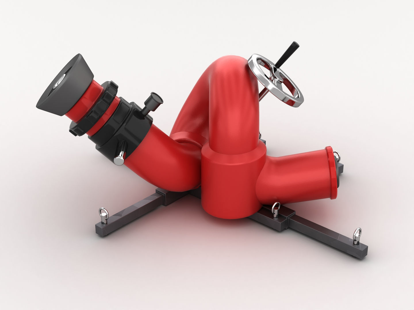 Stationary Fire Hose Spray Nozzle 3D model_1