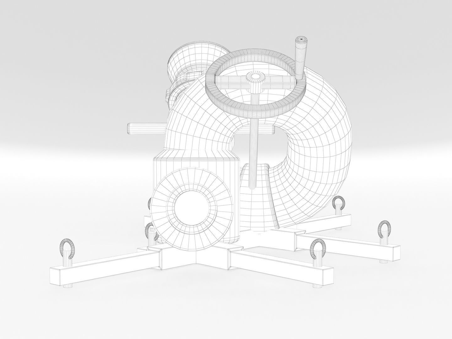 Stationary Fire Hose Spray Nozzle 3D model_16