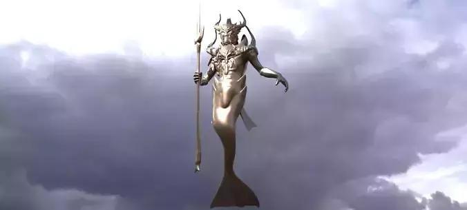 Low poly Merman statue 2 