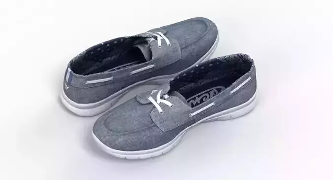 Blue Fabric Boat Shoes