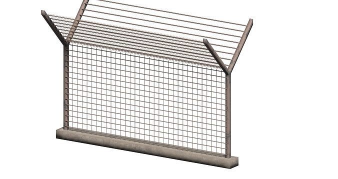 Lattice and barbed wire fence set Low-poly 3D model