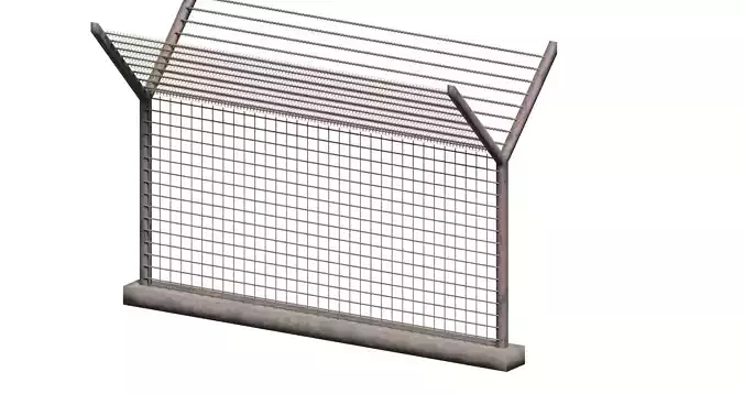 Lattice and barbed wire fence set Low-poly 3D model