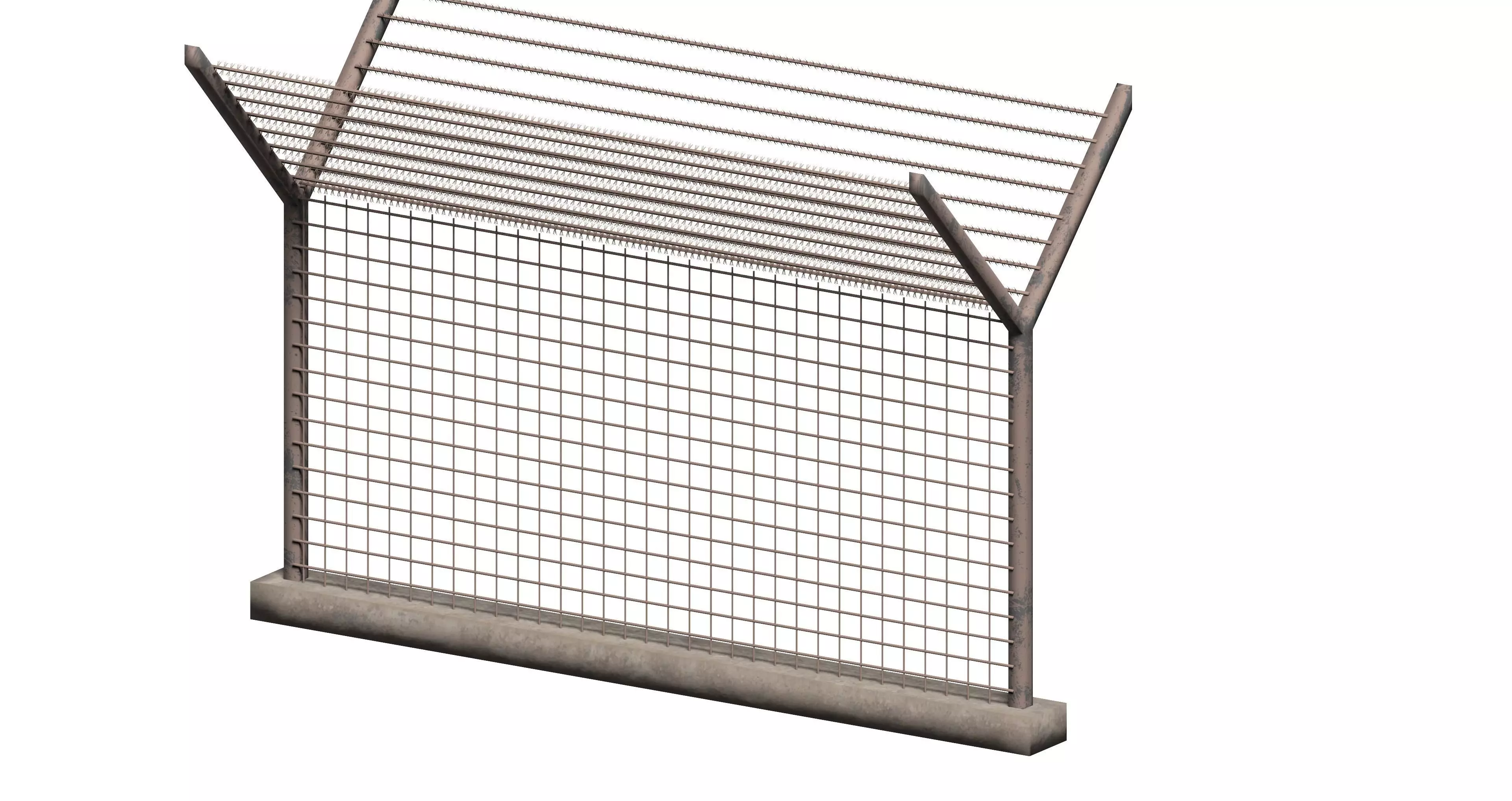 Lattice and barbed wire fence set Low-poly 3D model