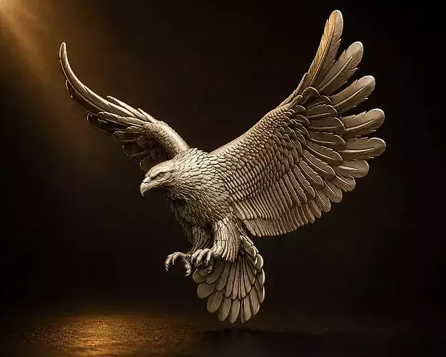 Eagle 3D Model  Realistic Flying Eagle Sculpture STL