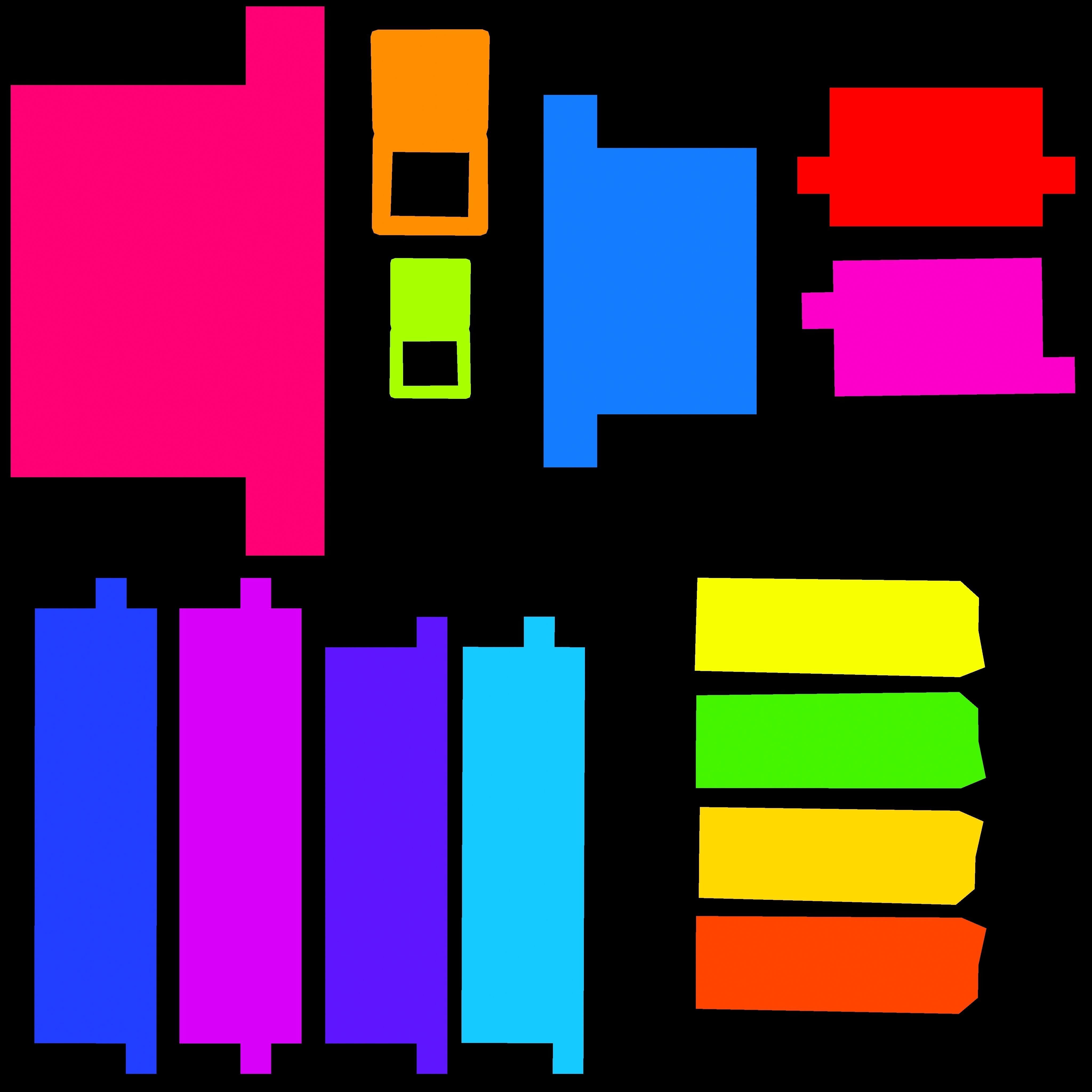 Modular wooden fence set Low-poly 3D model_5