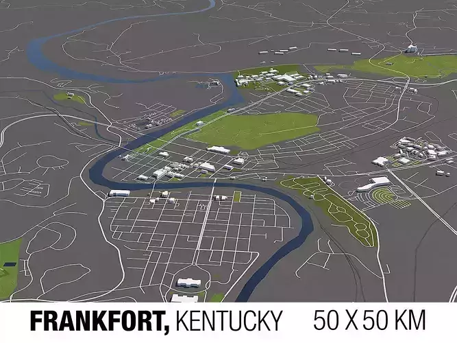 Frankfort Kentucky USA 50x50km 3D City Map