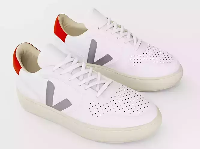 Casual Sneaker Leather Veja Style - White Khaki Grey