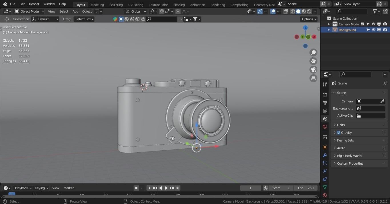 Leica Old Vintage Camera with Realistic PBR Texture 3D model_9
