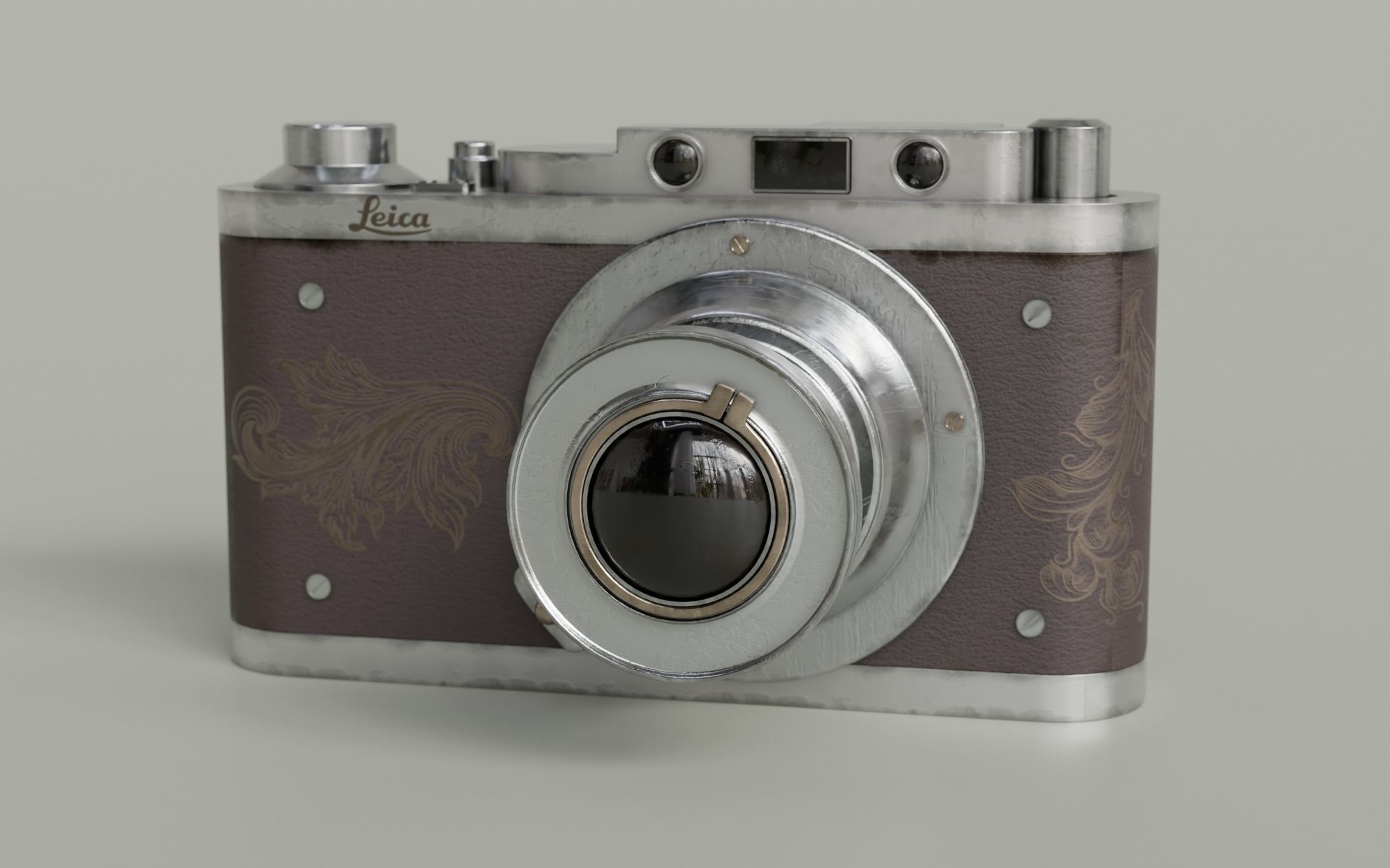 Leica Old Vintage Camera with Realistic PBR Texture 3D model_1