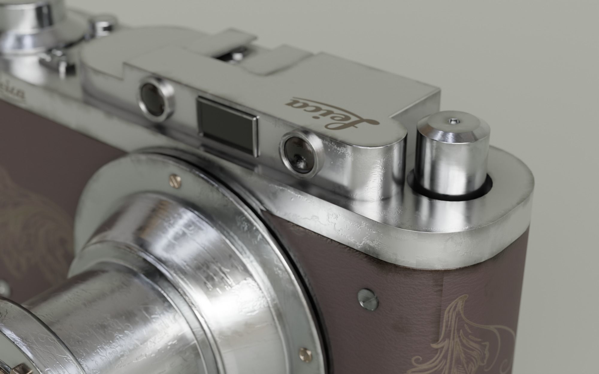 Leica Old Vintage Camera with Realistic PBR Texture 3D model_4